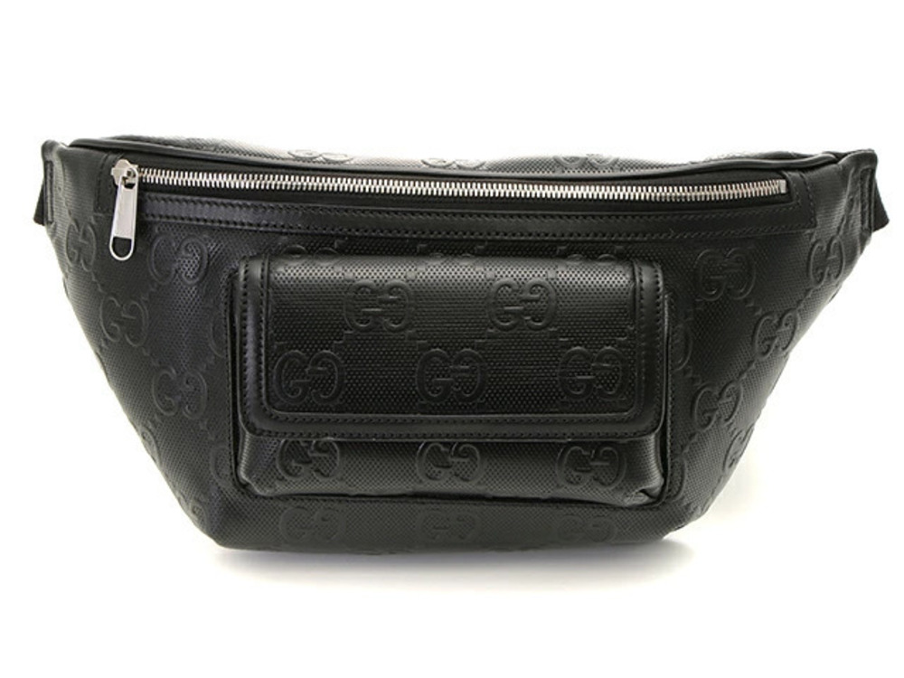 Gucci GG Embossed Belt Bag Black Leather
